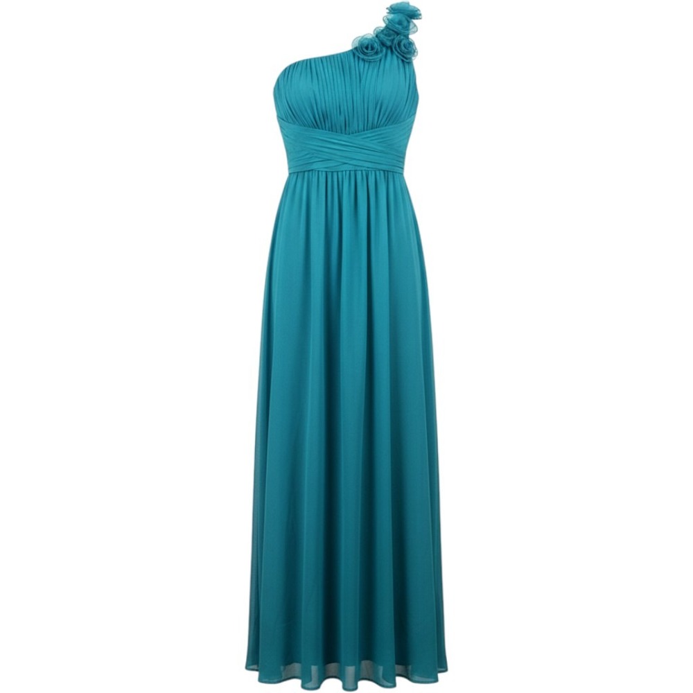 Aqua Dresses One Shoulder Gown Womens Size 0 Teal Formal Chiffon Floral Prom